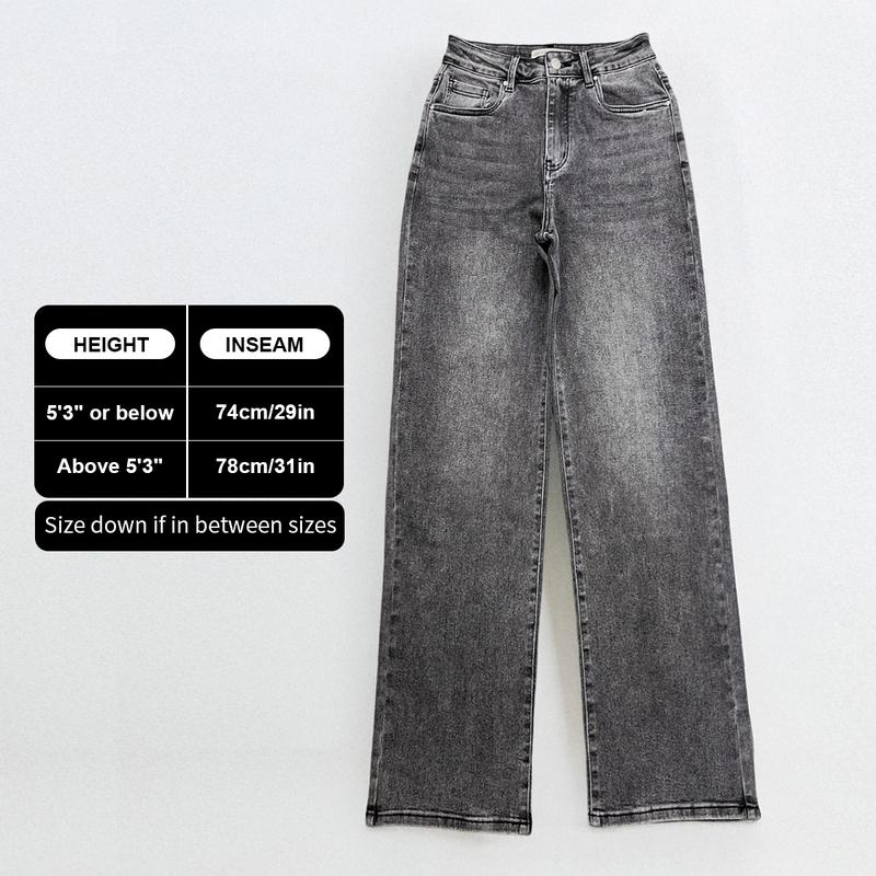 Women's Slouchy Denim High Waist Multi-Pocket Wide Leg Jeans