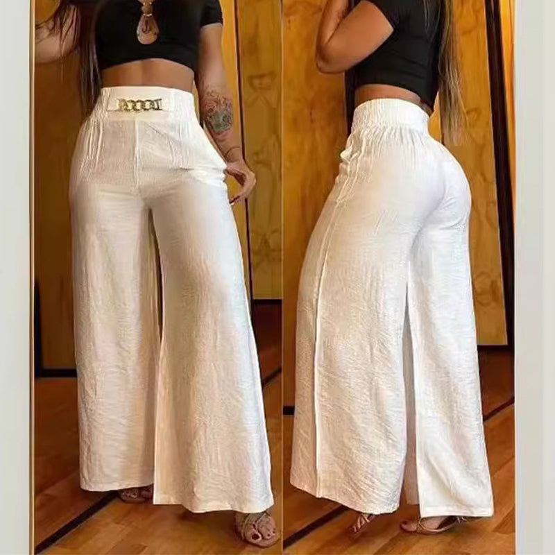 ✨🔥Women's High-Waist Wide-Leg Trousers with Belt Accent💓